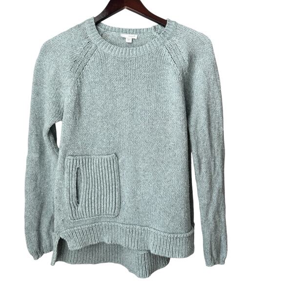 J. JILL Seafoam Green Cotton Sweater Size SP Relaxed Fit Boho Neutral Lagenlook - Picture 1 of 8